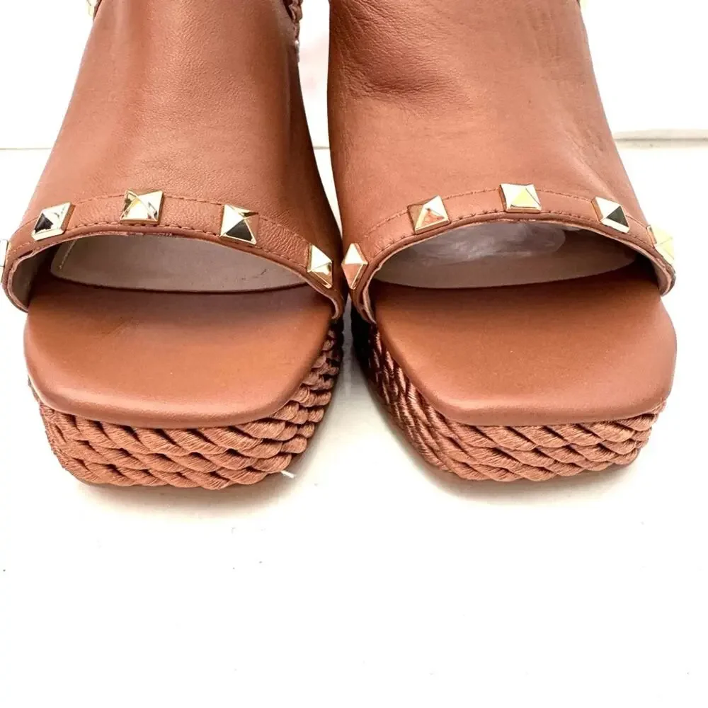 White House Black Market Brown Slip On Studded Wedges Size 11